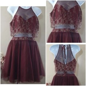 Teeze Me Illusion Gold Glitter Mesh Dress | Party Holiday Prom